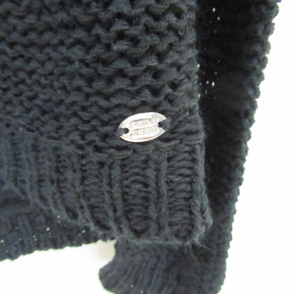 Point Zero Women Sweater - Classic Black Hollow Knitted - Long Sleeve - Comfy - Picture 3 of 7